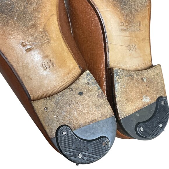 GUCCI Donnie Web Double GG Logo Cognac Leather Loafers Dress Shoes \\ 9.5 (10 US) main image 11